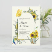 Sonnenblumen Frühlingshochzeit Einladung (Stehend Vorderseite)