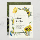 Sonnenblumen Frühlingshochzeit Einladung (Vorne/Hinten)