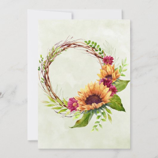 Sonnenblumen Frühlingsrosa Blumenzehen Einladung (Rückseite)