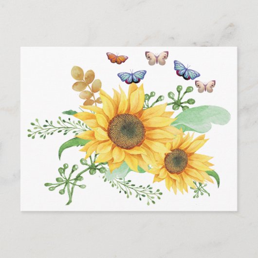 Sonnenblumen Frühlingsurlaub Postkarte (Vorderseite)