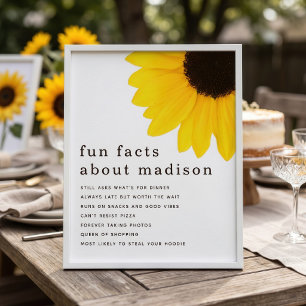 Sonnenblumen-Fun-Facts 18. Geburtstagsfeier Poster