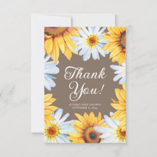 Sonnenblumen Gänseblümchen Baby Mädchen Shower Vie Dankeskarte