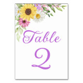 Sonnenblumen-Gänseblümchen-Boho-Blumen-Hochzeitsti Tischnummer (Rückseite)