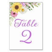 Sonnenblumen-Gänseblümchen-Boho-Blumen-Hochzeitsti Tischnummer (Vorderseite)