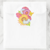 Sonnenblumen-Gänseblümchen-Marienkäfer-Aufkleber Runder Aufkleber (Tasche)