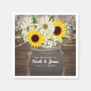Sonnenblumen & Gänseblümchen Mason Glas Glanz Rust Serviette