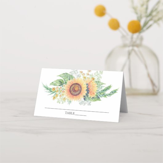 Sonnenblumen Garden Brautparty Platzkarte (Vorderseite)