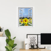 Sonnenblumen Garden Imitate Künstliche Fensteransi Poster (Heimbüro)