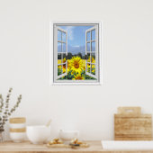Sonnenblumen Garden Imitate Künstliche Fensteransi Poster (Küche)