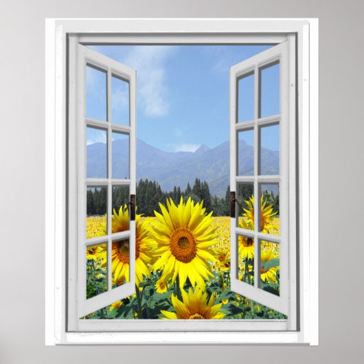 Sonnenblumen Garden Imitate Künstliche Fensteransi Poster (Vorne)
