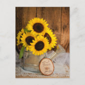 Sonnenblumen Garden Watering kann Hochzeit danken Postkarte (Vorderseite)