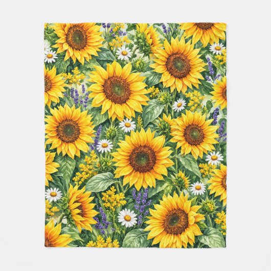 Sonnenblumen-Garten-Blumen Fleecedecke (Vorderseite)