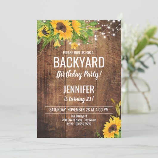 Sonnenblumen Garten Geburtstagsparty Einladung (Stehend Vorderseite)