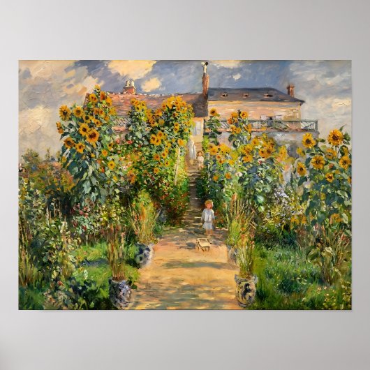 Sonnenblumen-Gartenweg-Gemälde Poster (Vorne)