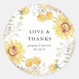 Sonnenblumen-Gastgeschenk Hochzeit Runder Aufkleber