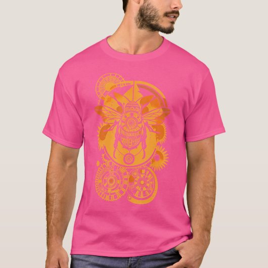 Sonnenblumen Gears Mechanische Art Steampunk Bee T-Shirt (Vorderseite)