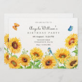Sonnenblumen Geburtstag Einladung (Vorne/Hinten)