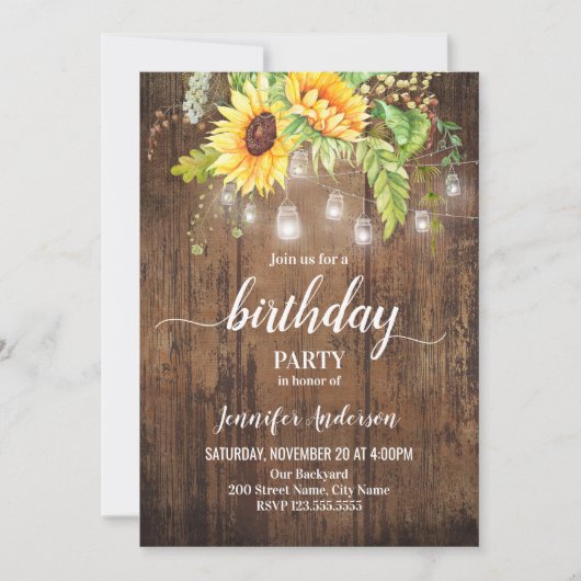 Sonnenblumen Geburtstag Einladung (Vorderseite)