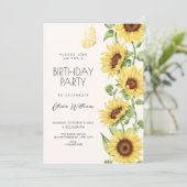Sonnenblumen-Geburtstag Einladung (Stehend Vorderseite)
