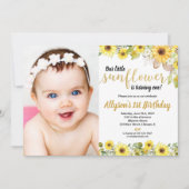 Sonnenblumen Geburtstagsfeier Gelbes Foto Mädchen Einladung (Vorderseite)