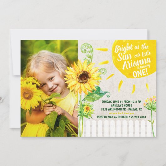 Sonnenblumen Geburtstagsparty Einladung (Vorderseite)