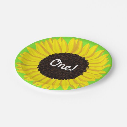 Sonnenblumen Geburtstagsparty Pappteller (Schrägansicht)