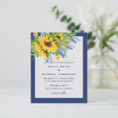 Sonnenblumen Gelb Blauer Hochzeitstag Einladungen (Stehend Vorderseite)