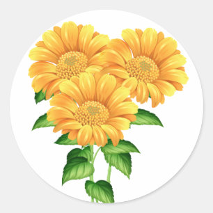 Sonnenblumen-Gelb Blumen Florale Hochzeitsgunst Runder Aufkleber