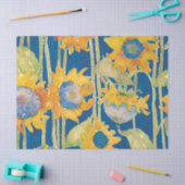 Sonnenblumen Gelb Blumen Wasserfarbe Blau Seidenpapier (Basteln)