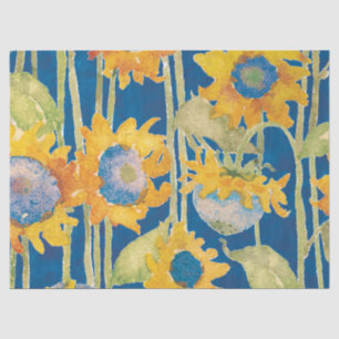 Sonnenblumen Gelb Blumen Wasserfarbe Blau Seidenpapier