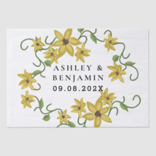 Sonnenblumen-Gelb Floral Botanisch Handgezeichnet  Seidenpapier