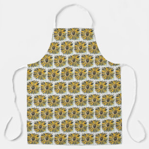 Sonnenblumen-Gelb-Grün-Schwarze-Wasserfarben-Art Schürze