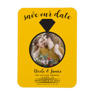 Sonnenblumen Gelb Hochzeitsring Foto Save-the-Date Magnet