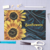 Sonnenblumen Gelb Rustikales Retro Blue Denim Jean Seidenpapier (Handwerk)