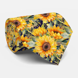 Sonnenblumen Gelb und Navy Blue Floral Neck Tie Krawatte