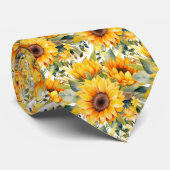 Sonnenblumen Gelb und Weiß Flora Neck Tie Krawatte (Gerollt)