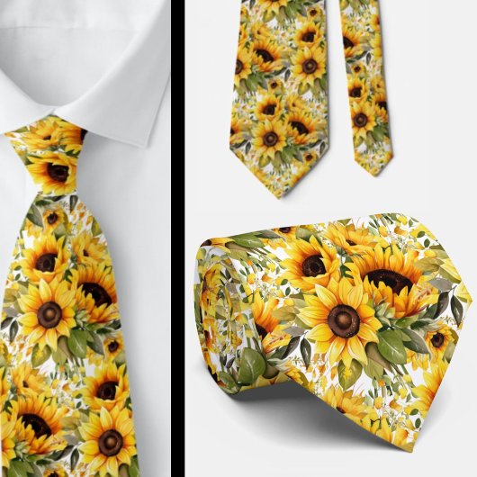Sonnenblumen Gelb und Weiß Flora Neck Tie Krawatte