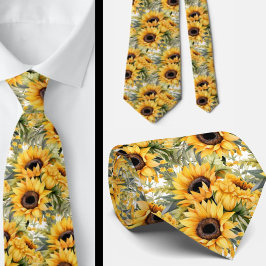 Sonnenblumen Gelb und Weiß Flora Neck Tie Krawatte