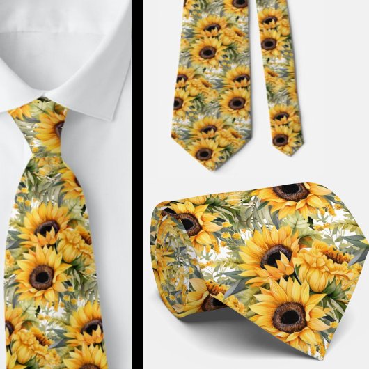 Sonnenblumen Gelb und Weiß Flora Neck Tie Krawatte