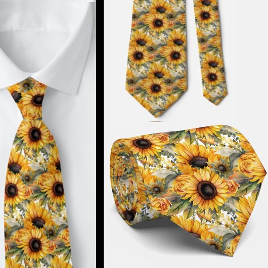 Sonnenblumen Gelb und Weiß Flora Neck Tie Krawatte