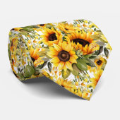 Sonnenblumen Gelb und Weiß Flora Neck Tie Krawatte (Gerollt)