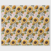 Sonnenblumen Gelbe Blumen Elegante Wasserfarbe Geschenkpapier (Flach)