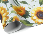 Sonnenblumen Gelbe Blumen Elegante Wasserfarbe Geschenkpapier (Rolleneckpunkt)