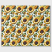 Sonnenblumen Gelbe Blumen Elegante Wasserfarbe Geschenkpapier (Flach)