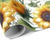 Sonnenblumen Gelbe Blumen Elegante Wasserfarbe Geschenkpapier (Rolleneckpunkt)