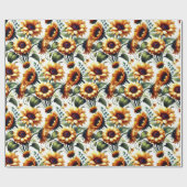 Sonnenblumen Gelbe Blumen Elegante Wasserfarbe Geschenkpapier (Flach)
