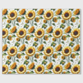 Sonnenblumen Gelbe Blumen Elegante Wasserfarbe Geschenkpapier (Flach)