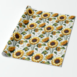 Sonnenblumen Gelbe Blumen Elegante Wasserfarbe Geschenkpapier