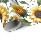 Sonnenblumen Gelbe Blumen Elegante Wasserfarbe Geschenkpapier (Rolleneckpunkt)