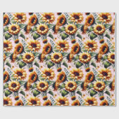 Sonnenblumen Gelbe Blumen Elegante Wasserfarbe Geschenkpapier (Flach)